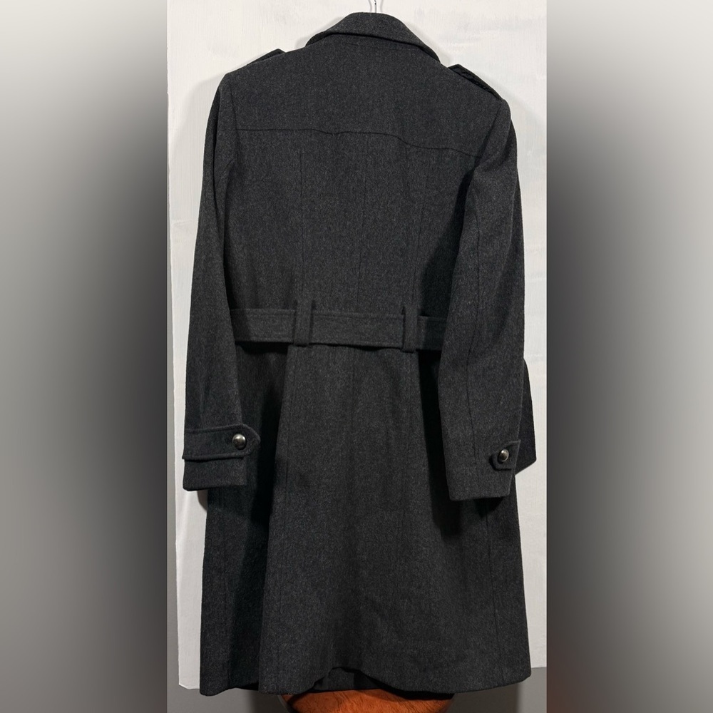 Women’s Size 10 Double-Breasted Belted Trench Charcoal Black Coat. - Picture 4 of 7